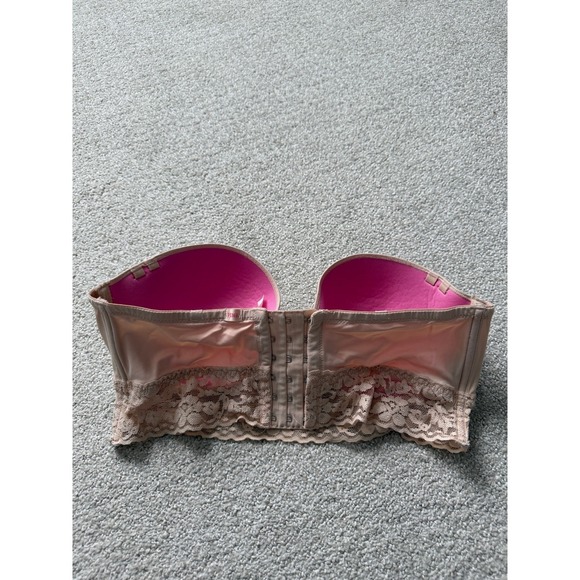 Victoria's Secret PINK Other - Victoria's Secret PINK Strapless Push Up Bra Nude Beige Lace Trim 36C